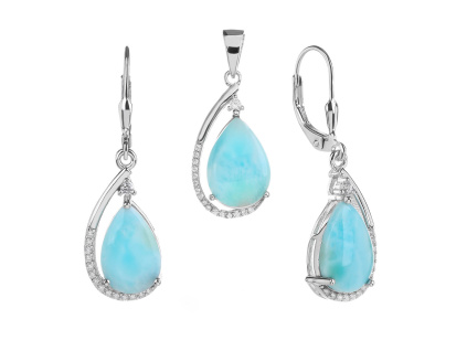 5871 stribrna souprava kapka larimar