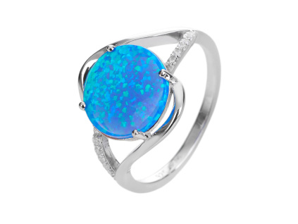 5916 stribrny prsten mohutny soliter modry opal velikost prstenu 62