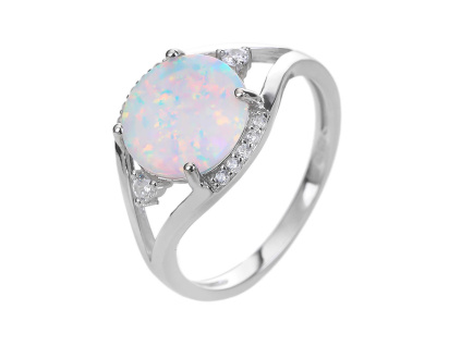 5931 stribrny prsten mohutny soliter bily opal velikost prstenu 64