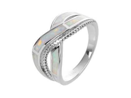 5943 stribrny prsten vlnky bily opal velikost prstenu 66