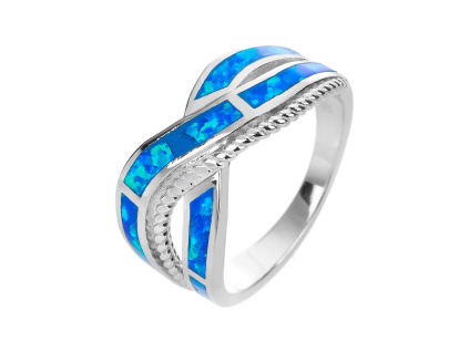 5946 stribrny prsten vlnky modry opal velikost prstenu 65