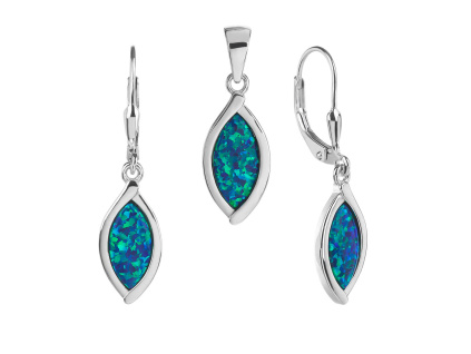 5955 5955 5955 stribrna souprava kapka zeleny opal