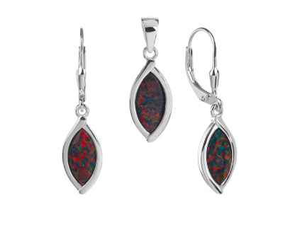 5958 5958 stribrna souprava kapka cerny opal