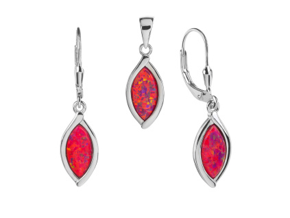 5961 5961 5961 stribrna souprava kapka karminovy opal