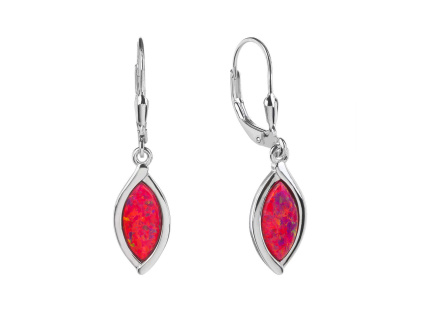 5973 13347 stribrne nausnice slza kapka kamen cerveny karminovy ruzovy opal sperky bealio