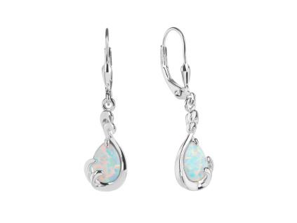 5994 5994 12520 stribrne nausnice kapka slza ornament kamen bily opal sperky bealio