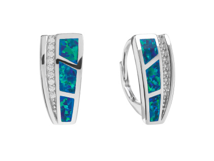 6003 6003 6003 stribrne nausnice mozaika zeleny opal