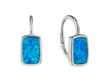 6006 6006 6006 stribrne nausnice obdelnikove modry opal