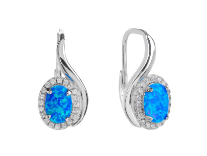 6009 6009 6009 stribrne nausnice ovalne s vlnkou modry opal