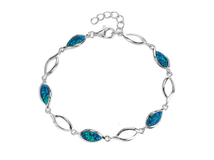 6021 stribrny naramek kapky zeleny opal delka naramku 17 3 cm