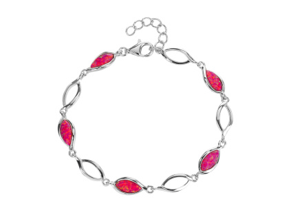 Stříbrný náramek KAPKY karmínový OPÁL (Délka náramku 17+3 cm)