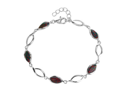 6030 stribrny naramek kapky cerny opal delka naramku 17 3 cm