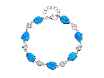 6036 stribrny naramek opalove kapky modre delka naramku 17 3 cm