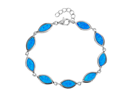Stříbrný náramek OPÁLOVÉ KAPKY modré (Délka náramku 18+3 cm)