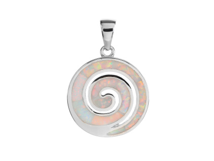 6054 12578 stribrny privesek ornament spirala kamen bily opal sperky bealio