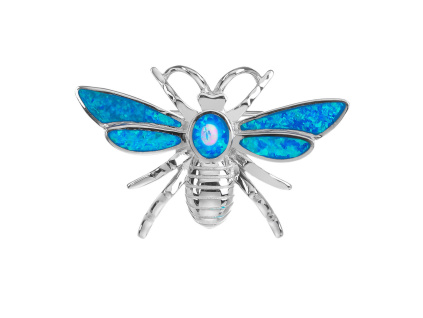 6072 1 stribrna broz vcela modry opal