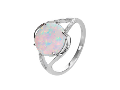 6126 stribrny prsten mohutny soliter bily opal velikost prstenu 62