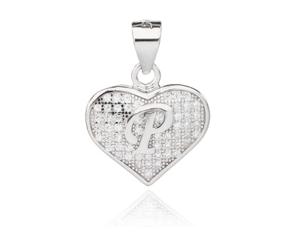 6147 02163 stribrny privesek srdicko pismeno p ciry kamen bily zirkon sperky bealio