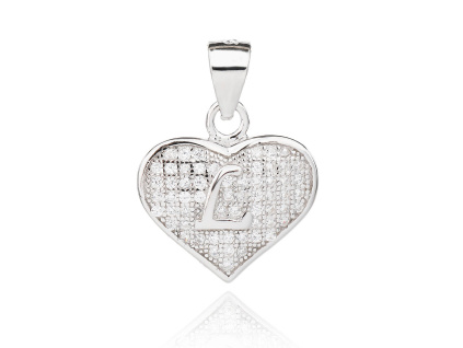 6153 02159 stribrny privesek srdicko pismeno l ciry kamen bily zirkon sperky bealio