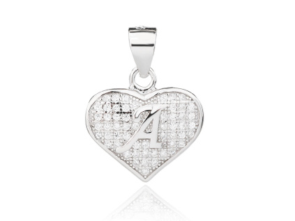 6159 02150 stribrny privesek srdicko pismeno a ciry kamen bily zirkon sperky bealio