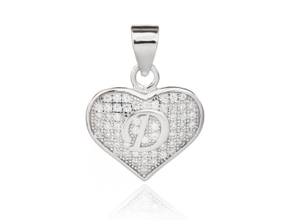 6165 6165 02152 stribrny privesek srdicko pismeno d ciry kamen bily zirkon sperky bealio