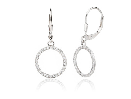 6216 6216 12464 stribrne nausnice visaci klasicky pevny patent krouzek kolecko ciry kamen bily zirkon sperky bealio