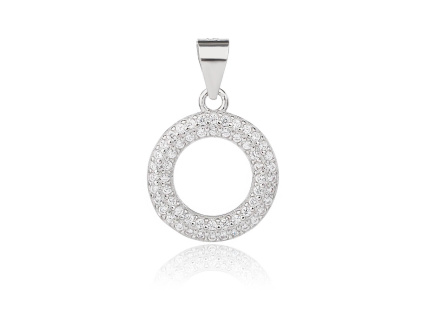 6219 12449 stribrny privesek krouzek kolecko ciry kamen bily zirkon sperky bealio