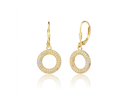 6234 13400 stribrne nausnice visaci zlato pozlacene yellow klasicky pevny patent ciry kamen bily zirkon sperky bealio