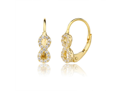 6237 6237 13403 stribrne nausnice zlato pozlacene yellow nekonecno infinity klasicky pevny patent ciry kamen bily zirkon sperky bealio