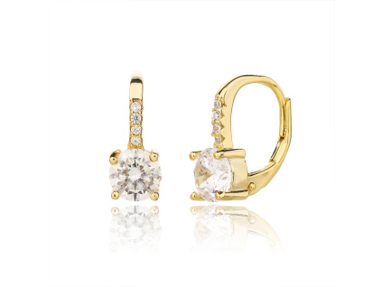 6243 6243 13405 stribrne nausnice zlato pozlacene yellow klasicky pevny patent ciry kamen bily zirkon sperky bealio