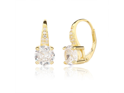 6246 6246 13406 stribrne nausnice zlato pozlacene yellow klasicky pevny patent ciry kamen bily zirkon sperky bealio