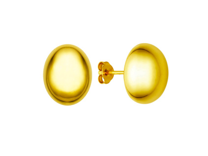 6261 2 stribrna nausnice vypoukle pecky zlacene yellow 15 mm