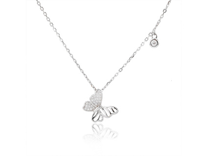 6282 stribrny nahrdelnik motyl delka retizku 40 3 cm