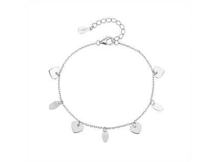 Stříbrný náramek SRDCE a KAPKY (Délka náramku 16+3 cm)