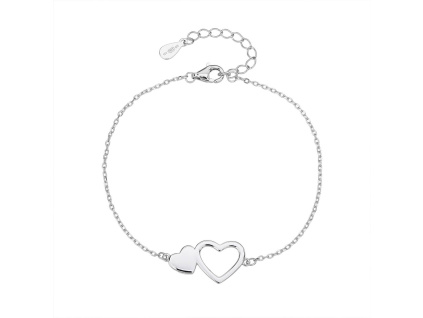 6297 stribrny naramek spojena srdce delka naramku 17 3 cm