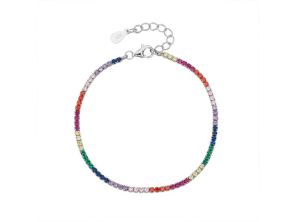 6321 stribrny naramek tenisovy 1 linka barevny delka naramku 16 3 cm