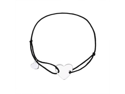 Stříbrný náramek SRDCE shamballa provázek (Délka náramku 17+3 cm)