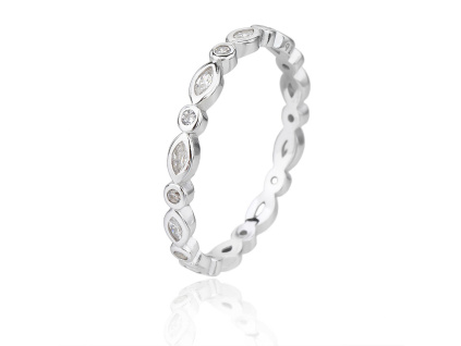 6336 2 stribrny prsten ovalky a ocka velikost prstenu 62