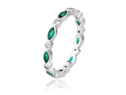 6342 stribrny prsten ovalky a ocka smaragdovy velikost prstenu 62