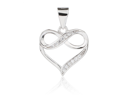 6345 13500 stribrny privesek srdce nekonecno infinity ciry kamen bily zirkon sperky bealio