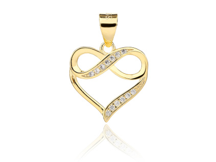 6348 13502 stribrny privesek srdce ciry kamen bily zirkon pozlacene zlute zlaceni sperky bealio