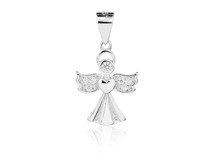 6369 12155 stribrny privesek andel ciry kamen bily zirkon sperky bealio