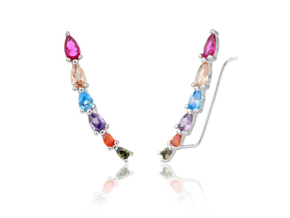 6381 6381 12265 stribrne nausnice zausnice piercing barevne kameny mix zirkony sperky bealio