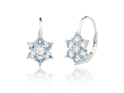 6405 6405 12123 stribrne nausnice klasicky pevny patent kyticky akvamarinovy kamen modry zirkon sperky bealio