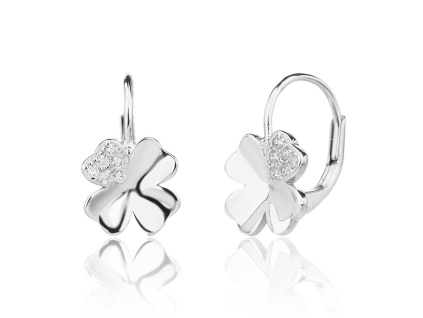 6414 6414 6414 12134 stribrne nausnice klasicky pevny patent ctyrlistek pro stesti ciry kamen bily zirkon sperky bealio