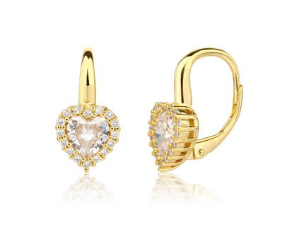 6423 6423 13508 stribrne nausnice pozlacene zlute zlaceni srdce srdicko klasicky pevny patent sperky bealio