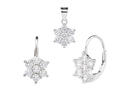 6438 6438 12124 stribrna souprava kvetina ciry kamen bily zirkon klasicky pevny patent sperky bealio