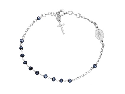 Stříbrný náramek DESÁTEK černý křišťál (Délka náramku 18+2 cm)