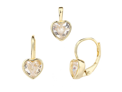 6528 6528 6528 13647 stribrna souprava srdce srdicko zlacena yellow klasicky pevny patetn ciry kamen bily zirkon sperky bealio