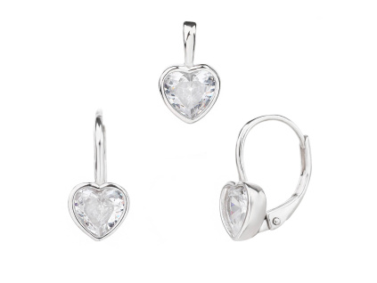 6531 6531 6531 13646 stribrna souprava srdce srdicko klasicky pevny patetn ciry kamen bily zirkon sperky bealio